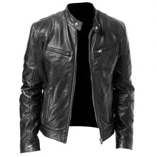 Load image into Gallery viewer, 2019 Mens Jacket Autumn Winter Stand Collar Zipper Faux Leather Motorcycle Jacket Short Coat Windproof Warm Jacket free shipping