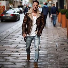 Load image into Gallery viewer, CYSINCOS Mens Leather Jackets Male Motorcycle Jacket PU Business Casual Thick Warm Fur Collar Winter Faux Biker Coats Windproof