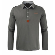 Load image into Gallery viewer, New Brand Men&#39;s Solid Long Sleeve Polo Shirt Men Autumn Full Sleeve Warm Shirts Casual Pocket Tops Plus Size Turn-down Collar