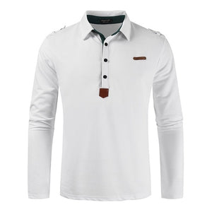 New Brand Men's Solid Long Sleeve Polo Shirt Men Autumn Full Sleeve Warm Shirts Casual Pocket Tops Plus Size Turn-down Collar