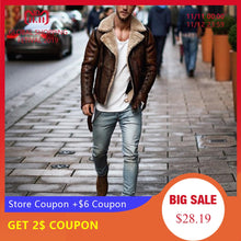 Load image into Gallery viewer, CYSINCOS Mens Leather Jackets Male Motorcycle Jacket PU Business Casual Thick Warm Fur Collar Winter Faux Biker Coats Windproof